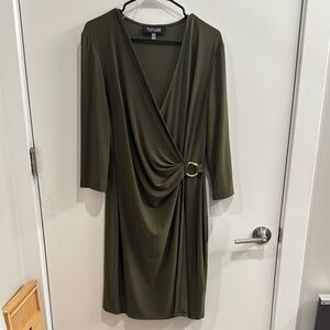 Black Label Olive Green Wrap Dress